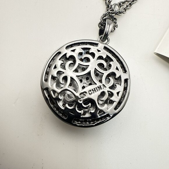 Joan Boyce Necklace Evil Eye Angel Eye Talisman Silver Tone Black Rhinestone - Picture 9 of 13